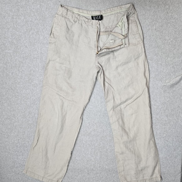 International Male Other - International Male Men Pants 34 Beige Linen Dress Pants Button 30" Inseam